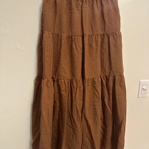 Line & Dot brown Maxi Skirt tiered and lined size M - Picture 3 of 6